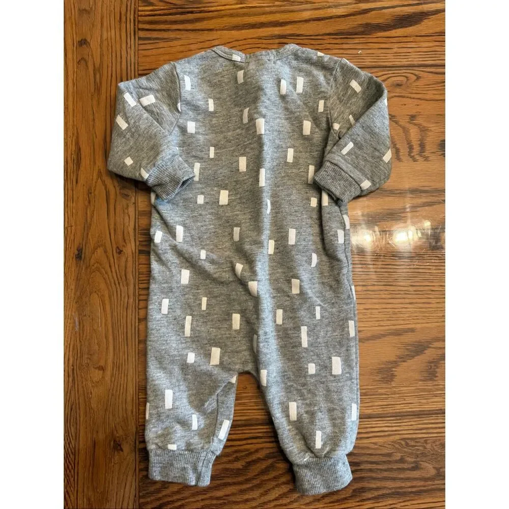 Miles The Label Grey Geometric Print Full Zip Playsuit One Piece Size 0-3 Months